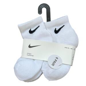 Nike NEW Youth White Sock Pack of 6 pair - XXS